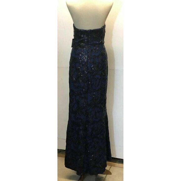 Marina Womens Blue Lace Sequin Gown Dress Size 6 - Picture 9 of 10